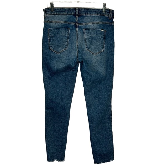 Zara Medium Wash Skinny Denim Jeans Striped Trim Up Legs Z1975 Sz 10-runs small - Picture 2 of 10